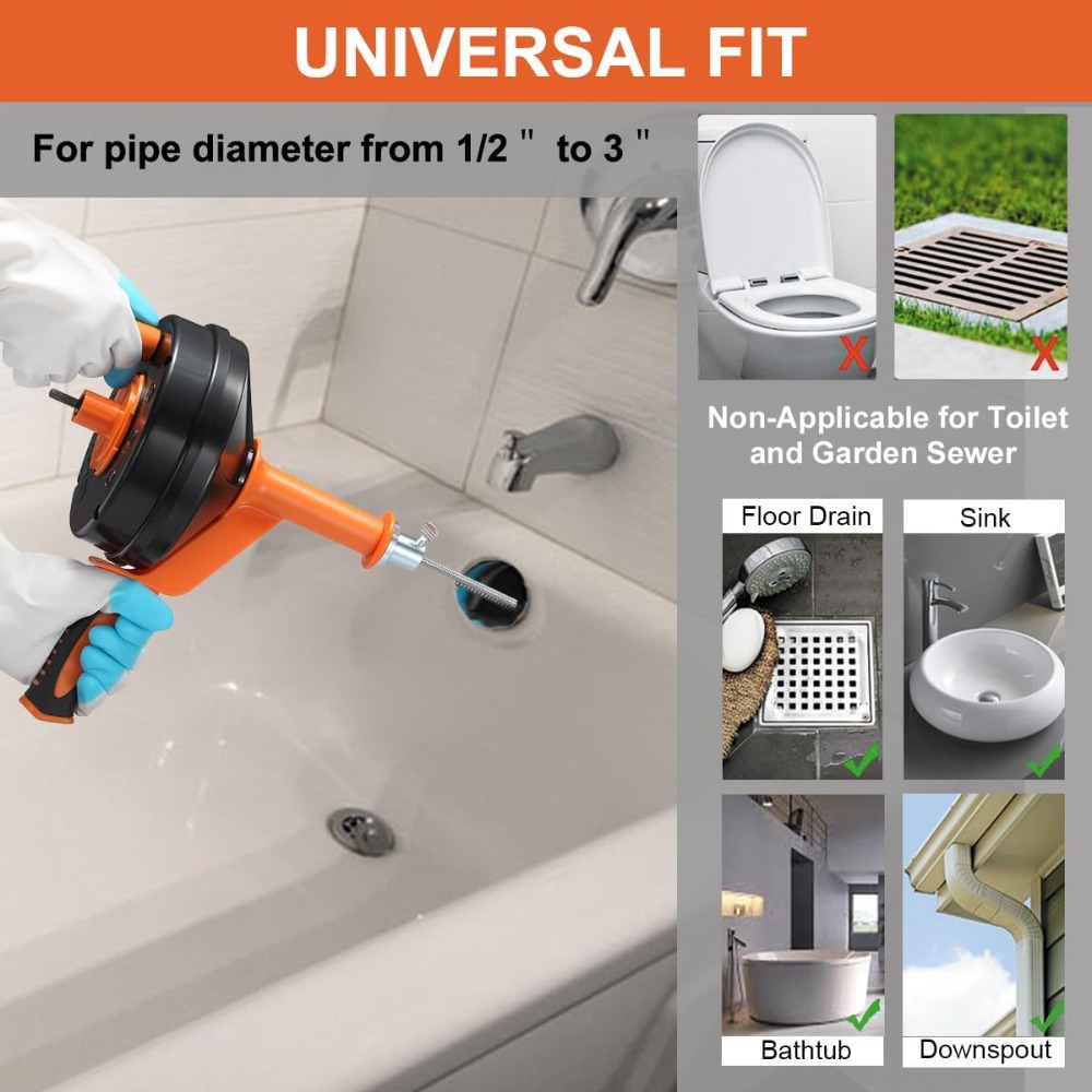 Drain Auger Clog Remover with  - Drain Snake Flexible review and price