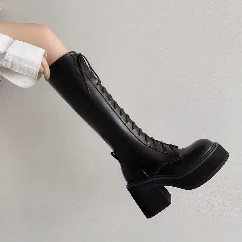 White  Boots Thick Bottom High - Pipe Bending Spring review and price
